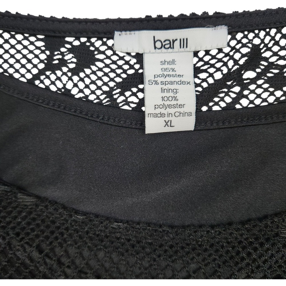 Witchy Whimsigoth Sz XL Dress Black Lace Floral Sheer Lined Boho Bar III - Picture 6 of 7